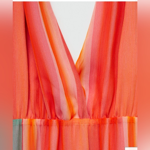 Mango Vibrant Knot Print Striped Maxi Dress Sz 6 NWT - Picture 4 of 10